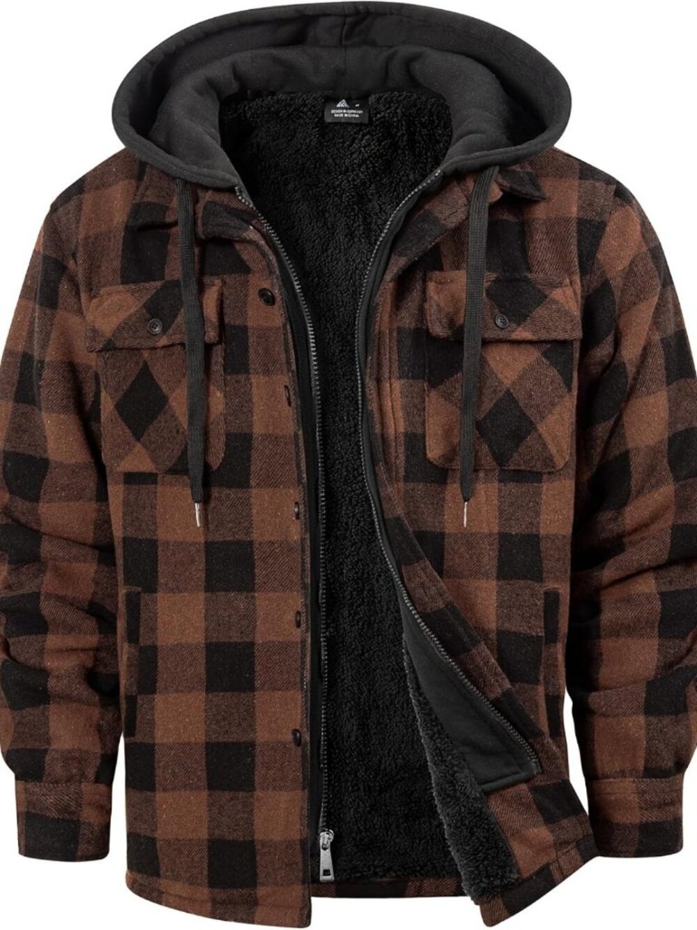 Cozy Sherpa-Lined Flannel Shirt Jacket with Plaid Print - Perfect for Layering!